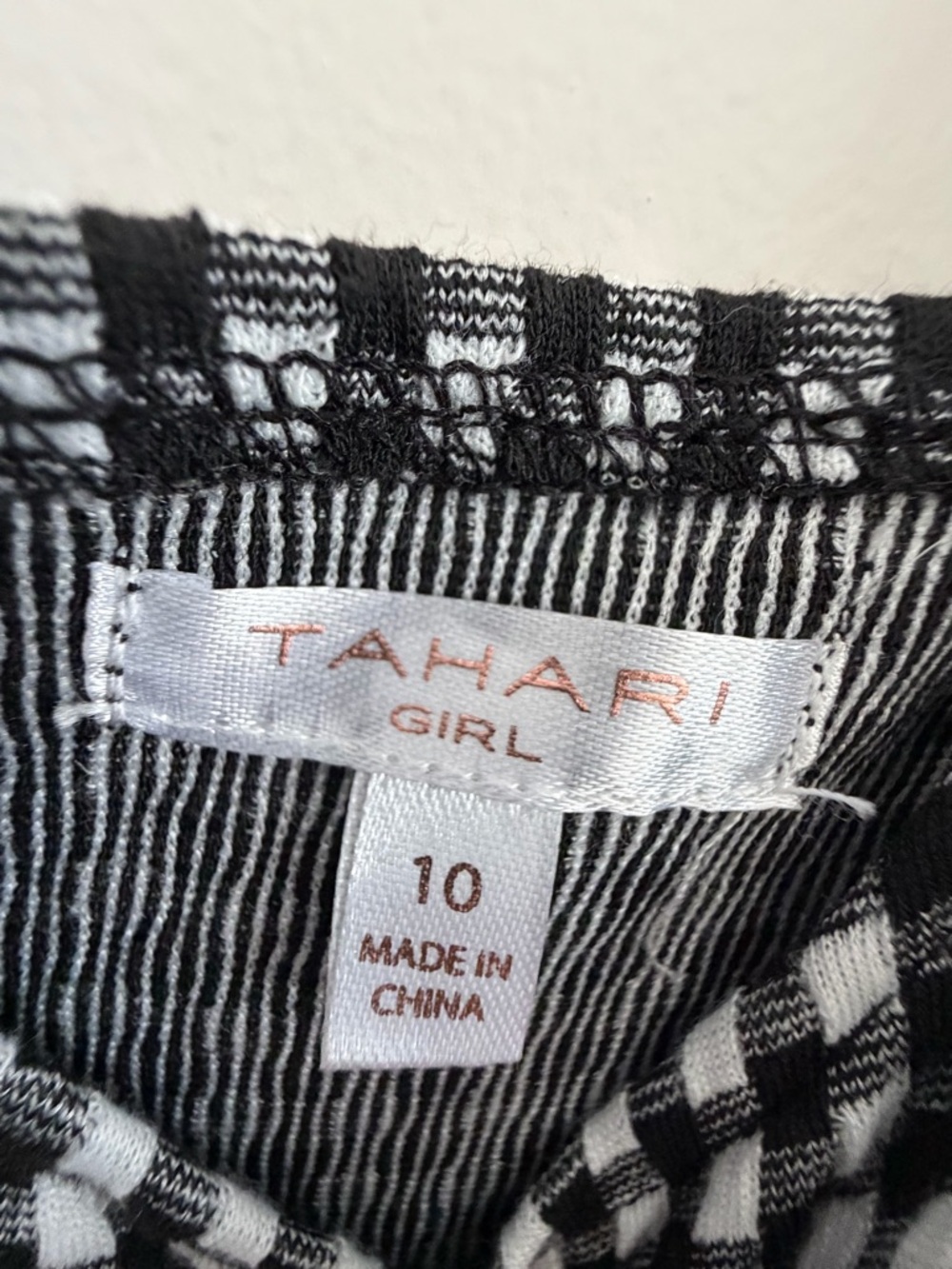 Tahari Girls Black White Gingham Dress Sz 10‎ Ruffle Cottagecore Picnic Sundress - Picture 3 of 7